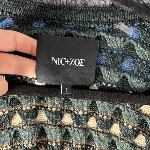 NIC+ZOE boho Long multicolor duster Cardigan Sweater Crochet Size small - Picture 4 of 6